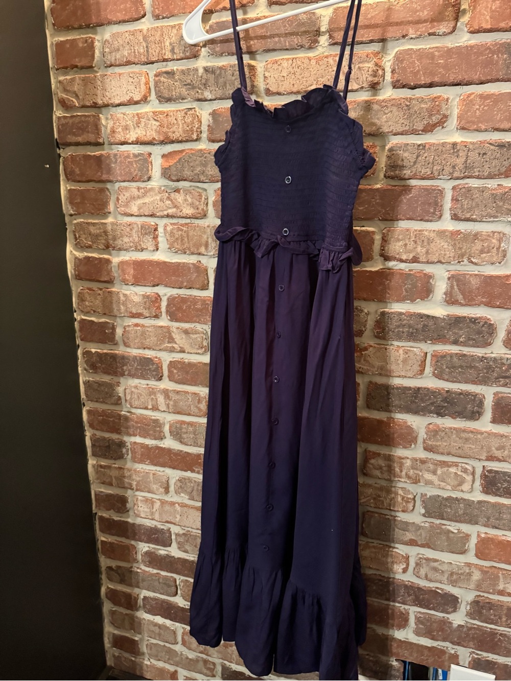 MINKPINK Navy Blue Smocked Maxi Dress with Spaghetti Straps